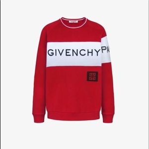 GIVENCHY PARIS LOGO EMBROIDERED RED SWEATSHIRT